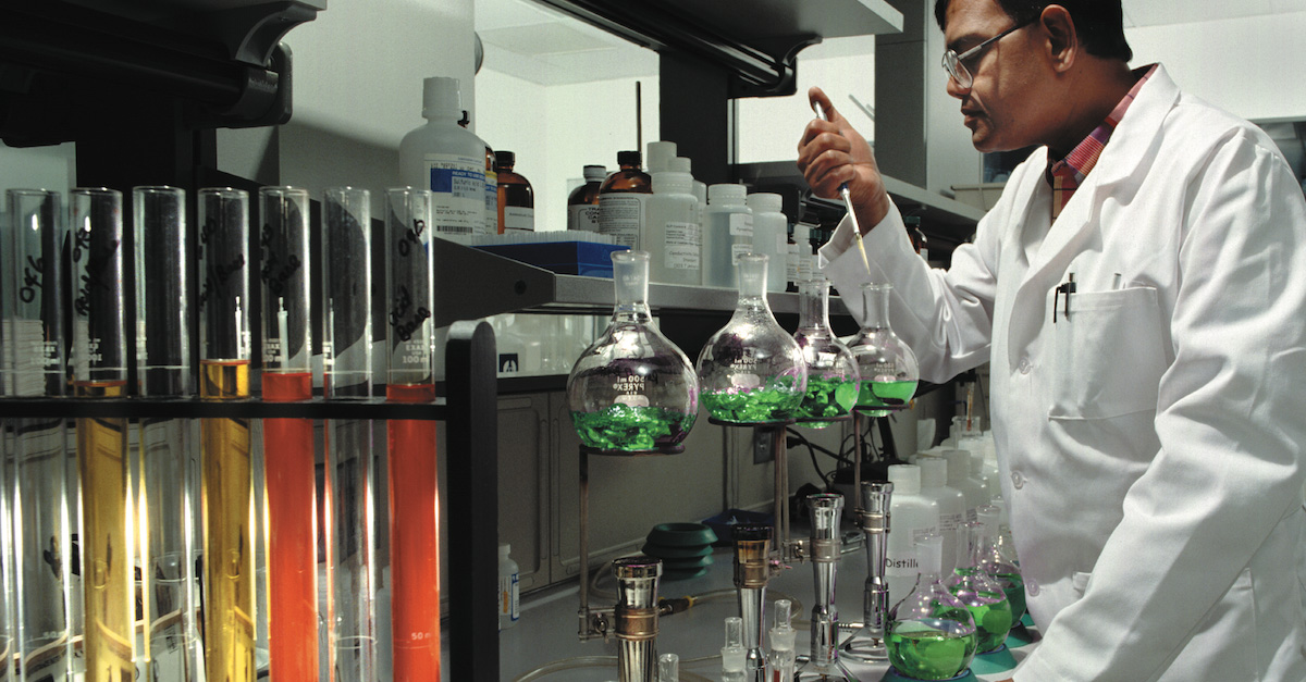 Medical lab scientist conducting tests